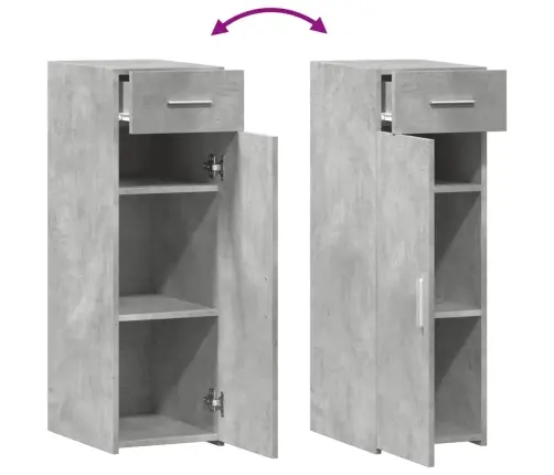 Kumode, Betona Pelēks, 30X42,5X93 Cm, Inženierijas Koks Vidaxl