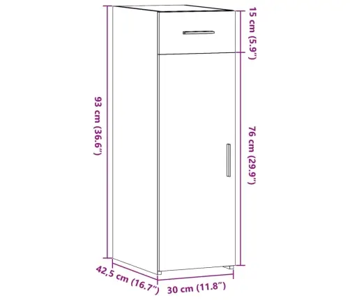 Kumode, Betona Pelēks, 30X42,5X93 Cm, Inženierijas Koks Vidaxl