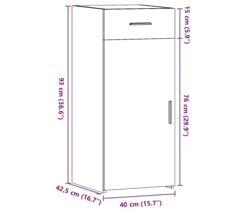 Kumode, Pelēka Ozolkoka, 40X42,5X93 Cm, Inženierijas Koks Vidaxl