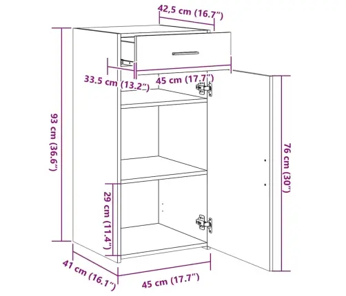 Šoninė Spintelė, Dūminio Ąžuolo, 45X42,5X93cm Apdirbta Mediena Šoninė Spintelė, Dūminio Ąžuolo, 45X42,5X93cm Apdirbta Mediena