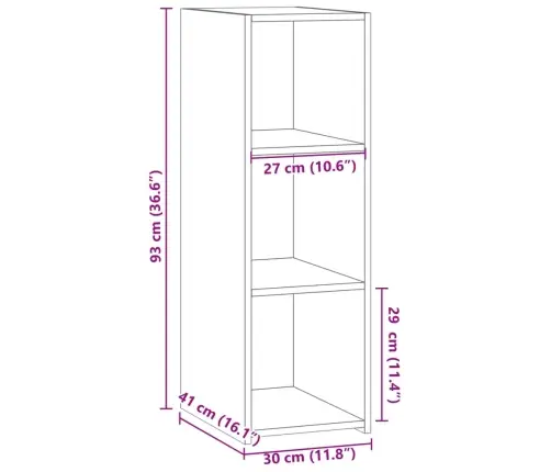 Kumode, Ozolkoka Krāsa, 30X41X93 Cm, Inženierijas Koks Vidaxl