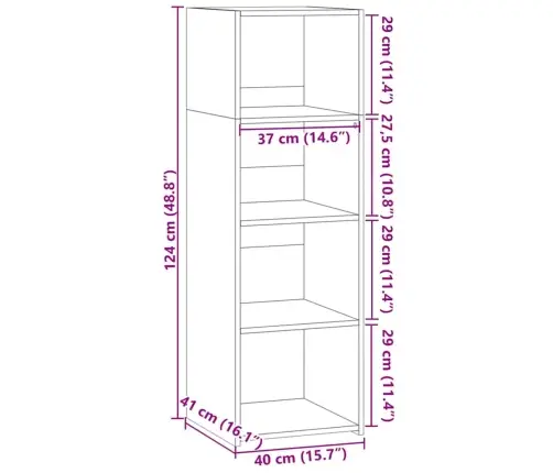 Augstais Skapītis, Koka Krāsa, 40X41X124 Cm, Inženierijas Koks Vidaxl Augstais Skapītis, Koka Krāsa, 40X41X124 Cm, Inženierijas Koks Vidaxl