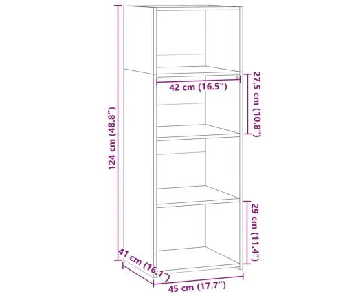 Kõrge Kapp, Betoonhall, 45 X 41 X 124 cm Tehispuit