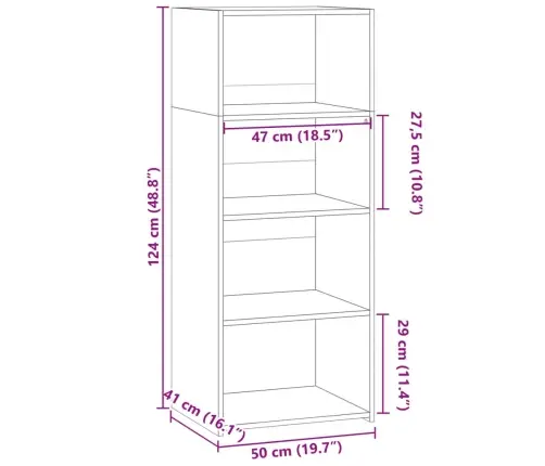 Augstais Skapītis, Pelēka Ozola, 50X41X124Cm, Inženierijas Koks Vidaxl Augstais Skapītis, Pelēka Ozola, 50X41X124Cm, Inženierijas Koks Vidaxl