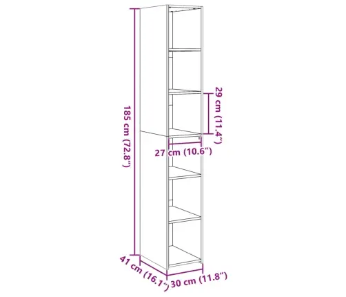 Komoda, Betono Pilkos Spalvos, 30X41X185cm Apdirbta Mediena