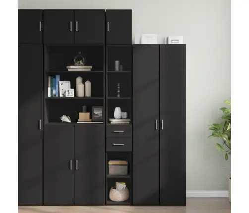 Siaura Spintelė Daiktams, Juoda, 30X42,5X225cm Mediena