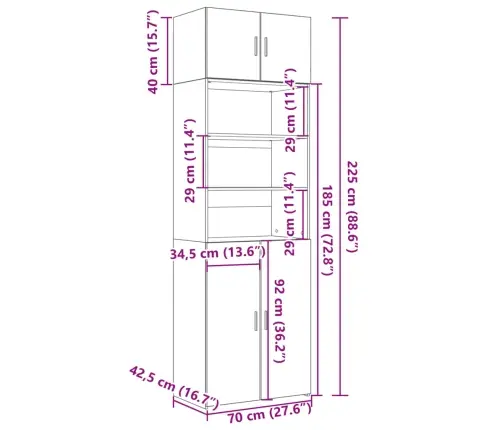 Spintelė Daiktams, Pilka Ąžuolo, 70X42,5X225cm Mediena