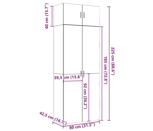 Skapis, Ozolkoka Krāsā, 80X42,5X225 Cm, Inženierijas Koks Vidaxl