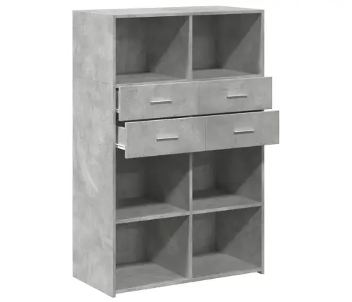 Augstais Skapītis, Betona Pelēks, 80X42,5X124 Cm, Koks Vidaxl Augstais Skapītis, Betona Pelēks, 80X42,5X124 Cm, Koks Vidaxl