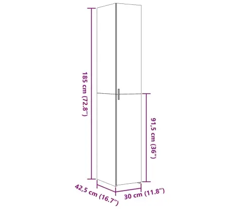 Kõrge Kapp, Valge, 30X42,5X185 Cm Tehispuit