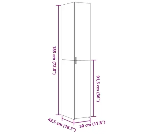 Kõrge Kapp, Hall Sonoma, 30X42,5X185 Cm Tehispuit Kõrge Kapp, Hall Sonoma, 30X42,5X185 Cm Tehispuit