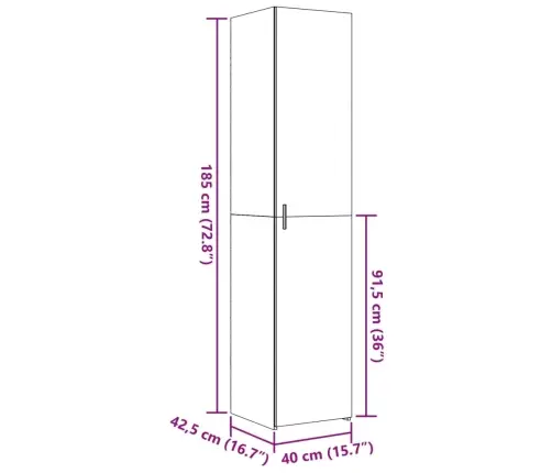 Augstais Skapītis, Betona Pelēks, 40X42,5X185 Cm, Koks Vidaxl