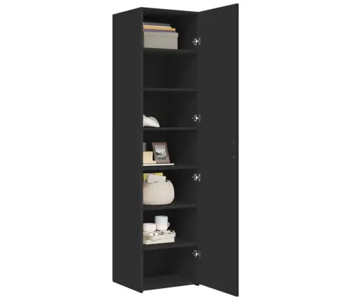 Augstais Skapītis, Melns, 45X42,5X185 Cm, Inženierijas Koks Vidaxl