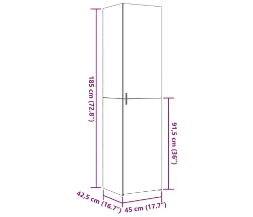 Augstais Skapītis, Melns, 45X42,5X185 Cm, Inženierijas Koks Vidaxl