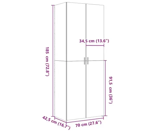 Augstais Skapītis Betonpelēks 70X42,5X185 Cm Inženierijas Koks Vidaxl Augstais Skapītis Betonpelēks 70X42,5X185 Cm Inženierijas Koks Vidaxl