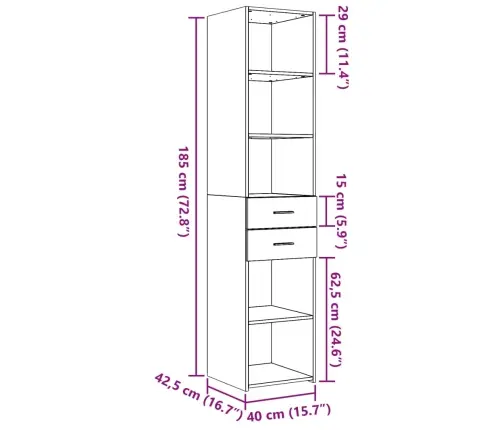 Augstais Skapītis, Ozolkoka, 40X42,5X185 Cm, Inženierijas Koks Vidaxl Augstais Skapītis, Ozolkoka, 40X42,5X185 Cm, Inženierijas Koks Vidaxl