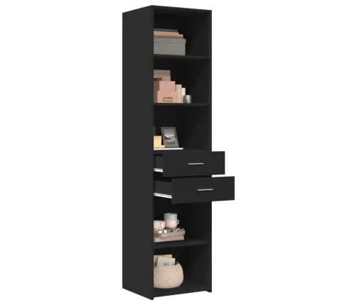 Augstais Skapītis, Melns, 45X42,5X185 Cm, Inženierijas Koks Vidaxl