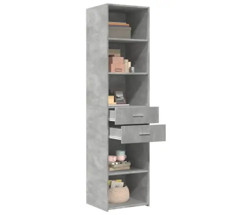 Augstais Skapītis, Betona Pelēks, 45X42,5X185 Cm, Koks Vidaxl