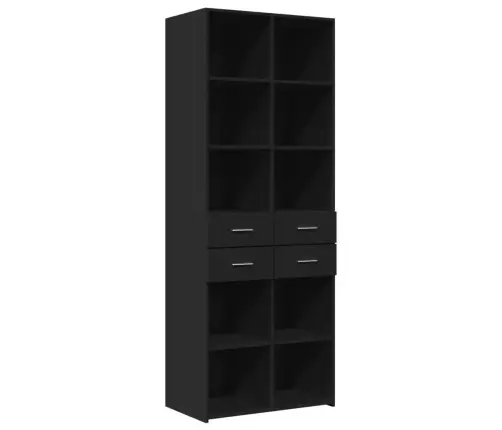 Augstais Skapītis, Melns, 70X42,5X185 Cm, Inženierijas Koks Vidaxl