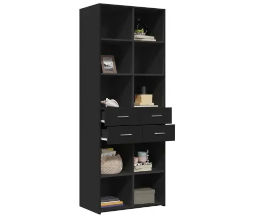 Augstais Skapītis, Melns, 70X42,5X185 Cm, Inženierijas Koks Vidaxl