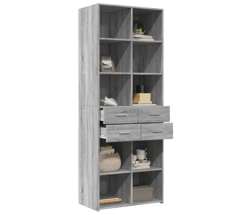 Augstais Skapītis Pelēka Ozola 70X42,5X185 Cm Inženierijas Koks Vidaxl