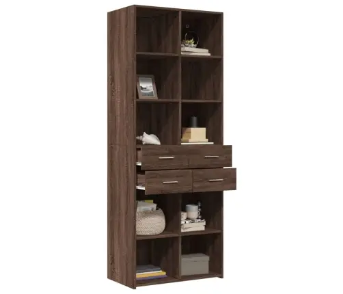 Augstais Skapītis Brūna Ozola 70X42,5X185Cm Inženierijas Koks Vidaxl