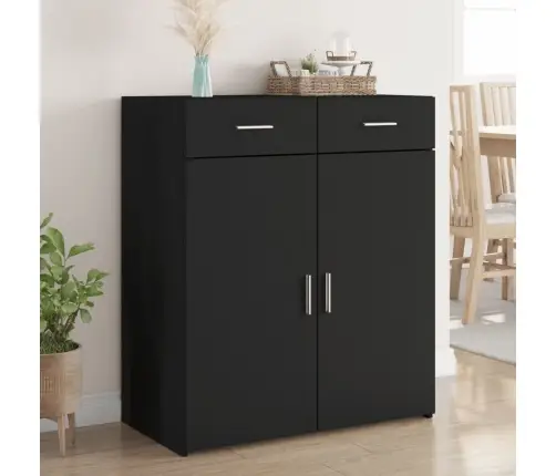 Puhvetkapp, Must, 80X42,5X93 cm Tehispuit