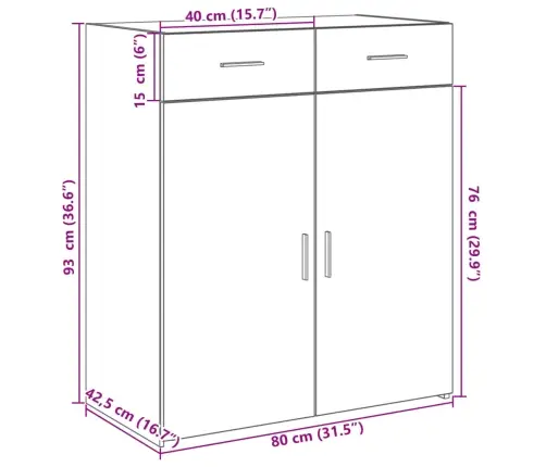 Puhvetkapp, Hall Sonoma Tamm, 80X42,5X93 cm Tehispuit Puhvetkapp, Hall Sonoma Tamm, 80X42,5X93 cm Tehispuit