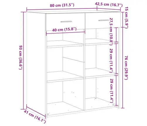 Plaukts Ozolkoka Krāsā 80X42,5X93 Cm Inženierijas Koks Vidaxl