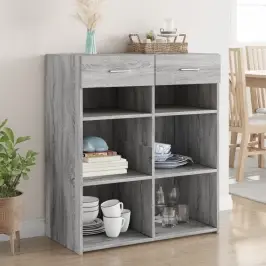 Plaukts Pelēka Ozolkoka 80X42,5X93 Cm Inženierijas Koks Vidaxl