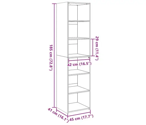 Komoda, Dūminio Ąžuolo Spalvos, 45X41X185cm Apdirbta Mediena