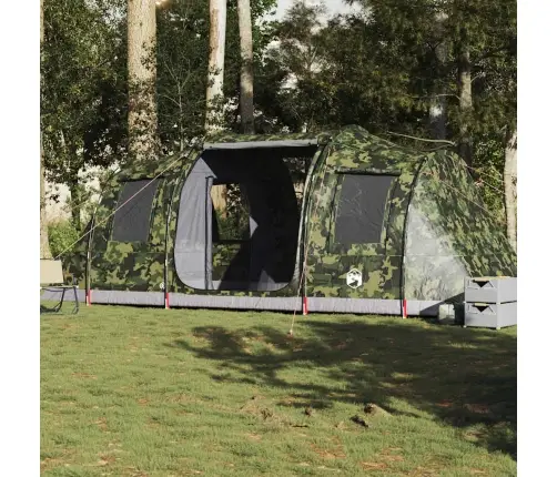 Kempinga Telts Tuneļa 4 Personām Kamuflāža Ūdensnecaurlaidīga Vidaxl