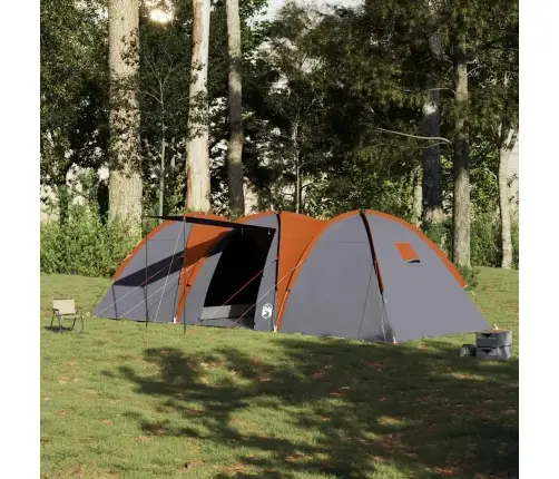 Ģimenes Telts Kupols 8 Personām, Pelēks Un Oranžs Ūdensizturīgs Vidaxl