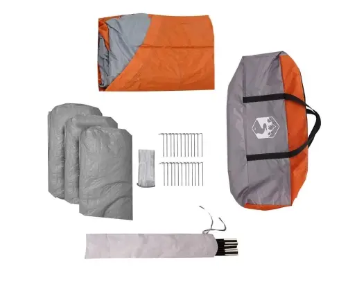 Ģimenes Telts Kupols 8 Personām, Pelēks Un Oranžs Ūdensizturīgs Vidaxl