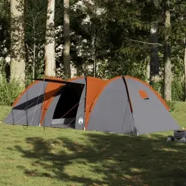 Ģimenes Telts Kupols 8 Personām, Pelēks Un Oranžs Ūdensizturīgs Vidaxl