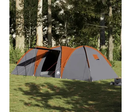 Ģimenes Telts Kupols 8 Personām, Pelēks Un Oranžs Ūdensizturīgs Vidaxl