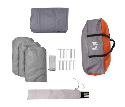 Ģimenes Telts, 6 Personām, Pelēka, Oranža, Ūdensizturīga Vidaxl