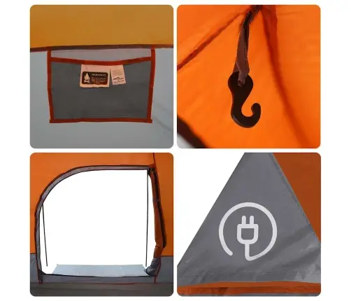 Ģimenes Telts 8 Personām, Pelēka, Oranža, Ūdensnecaurlaidīga Vidaxl