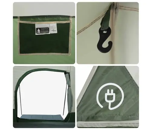 Ģimenes Telts, Tuneļa, 8 Personām, Zaļa, Ūdensnecaurlaidīga Vidaxl