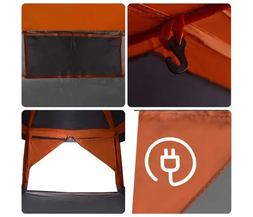 Ģimenes Telts 6 Personām, Pelēka, Oranža, Ūdensnecaurlaidīga Vidaxl