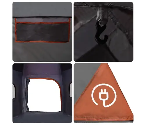 Ģimenes Telts 6 Personām, Pelēka, Oranža, Ūdensnecaurlaidīga Vidaxl