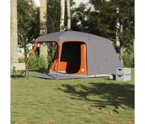 Kempinga Telts Ar Verandu Kupolu, 5 Personām, Pelēka, Oranža Vidaxl