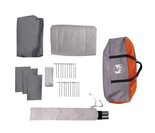 Kempinga Telts Ar Verandu Kupolu, 5 Personām, Pelēka, Oranža Vidaxl