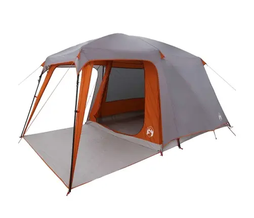 Kempinga Telts Ar Verandu Kupolu, 5 Personām, Pelēka, Oranža Vidaxl