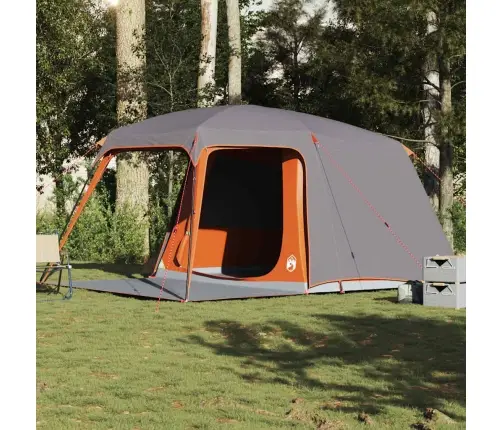Kempinga Telts Ar Verandu Kupolu, 5 Personām, Pelēka, Oranža Vidaxl