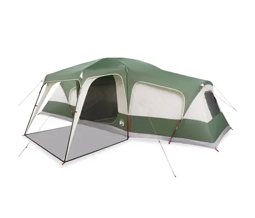 Ģimenes Telts Ar Verandas Kupolu 9 Personām, Zaļa Ūdensizturīga Vidaxl