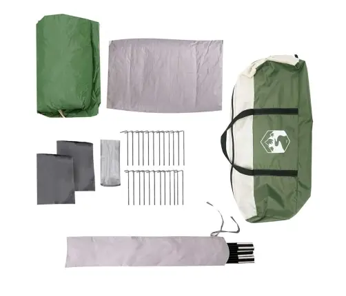 Ģimenes Telts Ar Verandas Kupolu 9 Personām, Zaļa Ūdensizturīga Vidaxl