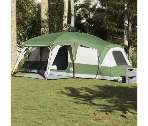 Ģimenes Telts Ar Verandas Kupolu 9 Personām, Zaļa Ūdensizturīga Vidaxl