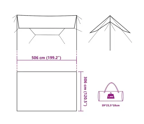 Tuulevari, Kamuflaaž, 506X306 cm Veekindel