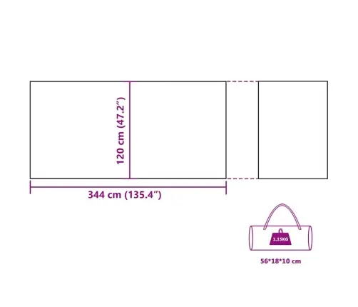 Camping Windbreak Green 344X120 Cm Atsparus Vandeniui